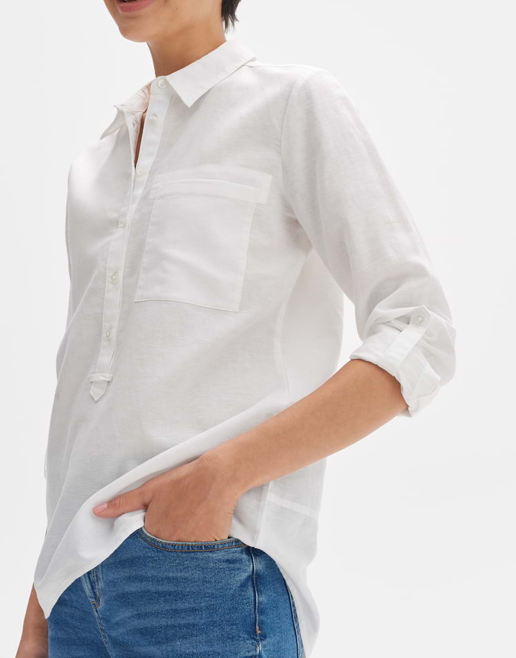 OPUS Damen Langarmbluse Aus Denim – Nachhaltiger BCI Cotton Mix, Regular Passform | Lässiges Jeanshemd Für Jeden Tag