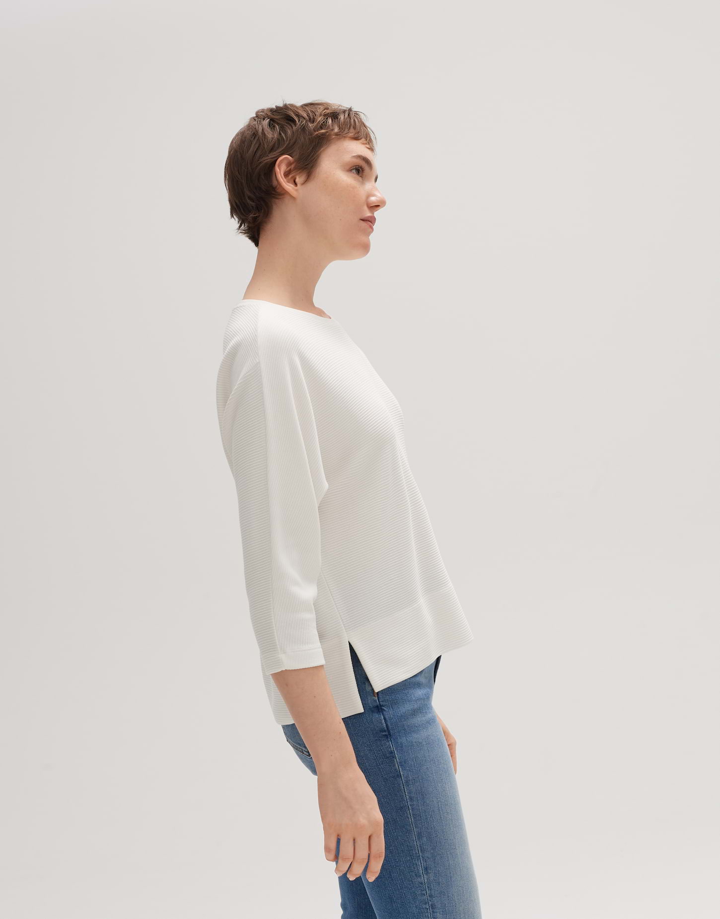OPUS Damen Langarmshirt Aus ECOVERO™ - Slim Fit Rippshirt Für Office & Alltag
