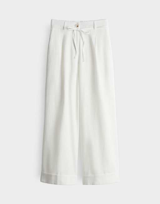Comfortabele Broek Met Elastische Tailleband Kantoor Broek Regular Fit OPUS Mauno Dark Mid Waist Loose Fit Pantalon Met Structuur • Zwart • De Brede Pijpen Broek City Pants Dames