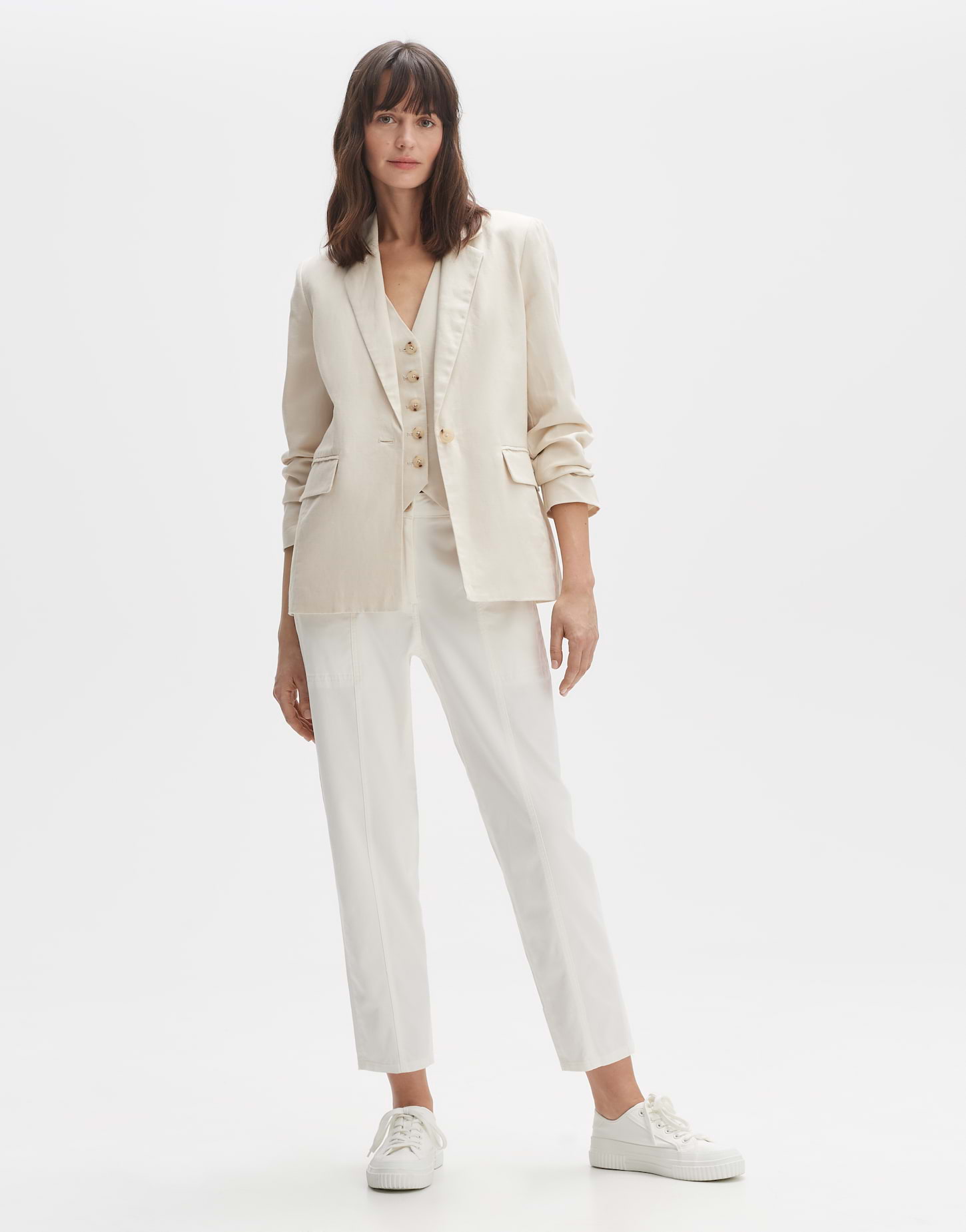 Carmia Melange Tie Blazer - Beige Melange