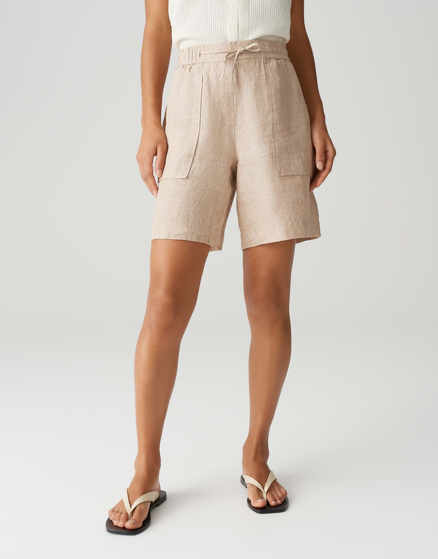 OPUS Pantaloncini Melane In Lino 100% – Tessuto Naturale Traspirante – Lavaggio Delicato 30°