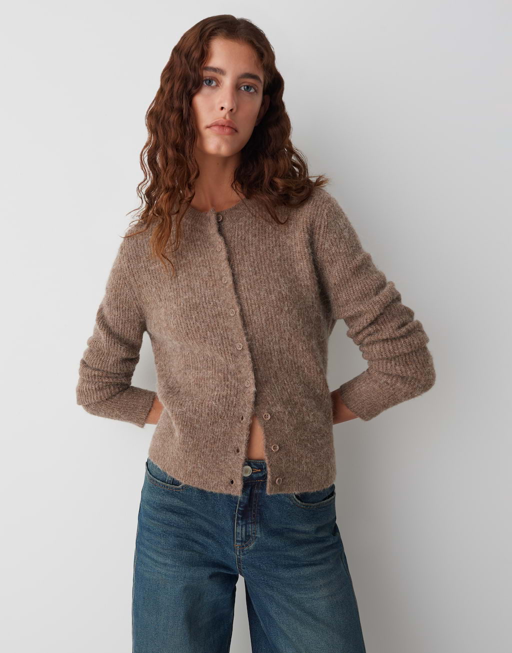 OPUS Damen Strickjacke - Slim Fit Aus Weichem Alpakamix