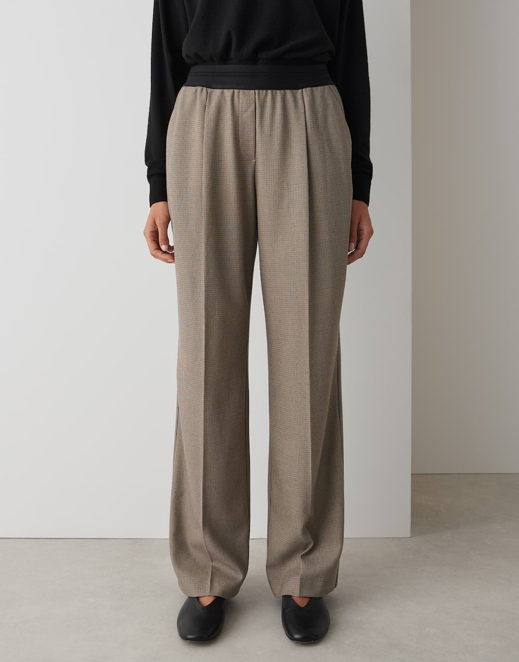 OPUS Mauno City Pants voor dames, brede pijpen met subtiele structuur, Soft Oat, 40