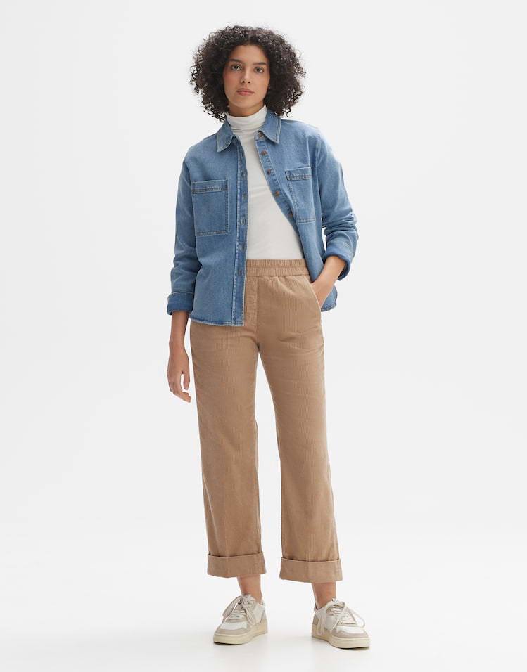 OPUS Damen Jogpants Wide Leg - Denim-Look Aus BCI Cotton, Mit Kordelzug