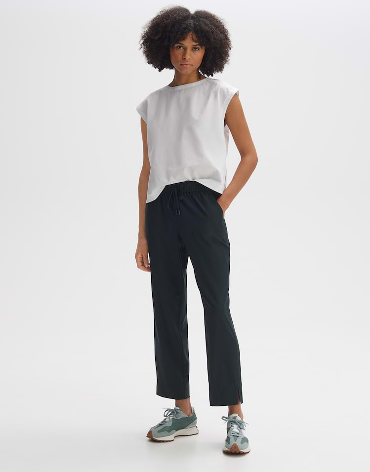OPUS Damen Wide Leg Pants – Bundfaltenhose Aus Viskose Mix, Weite Passform, Größe 38, Coal Blue, City-Hose