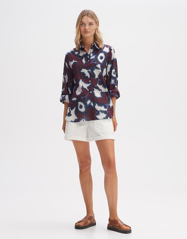 OPUS Damen Langarmbluse FLANDI - Tunika Aus Baumwollpopelin Mit Ballonärmel