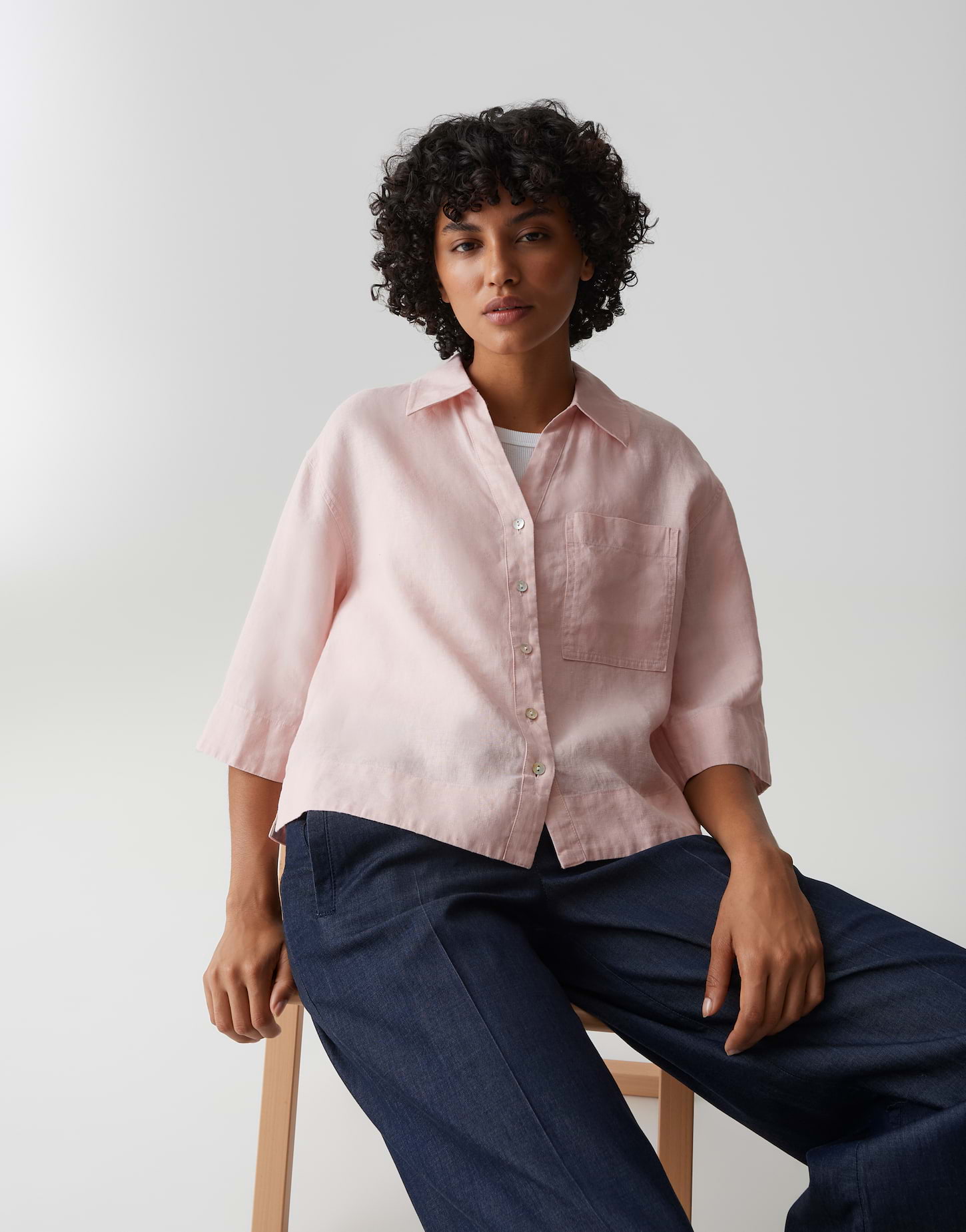 Blouse met driekwart mouwen Flippa roze online bestellen | OPUS