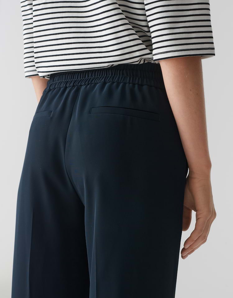 OPUS Damen Jogpants Wide Leg - Denim-Look Aus BCI Cotton, Mit Kordelzug