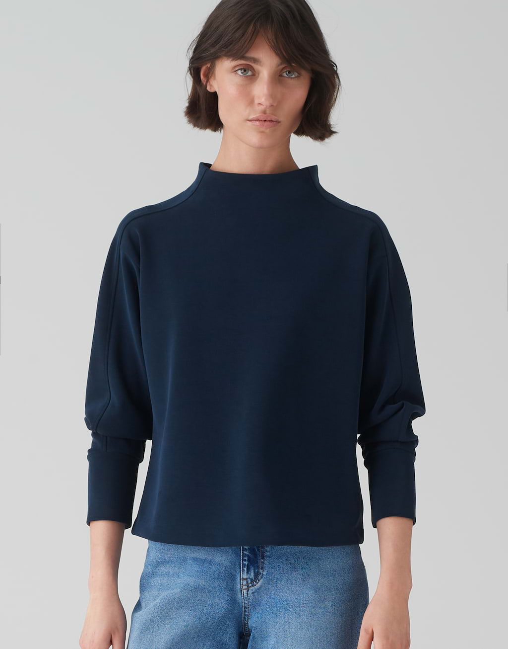 Crew Neck Opus Sweatshirt Blau OPUS GOLONE Sweatshirt Coal Blue/blau