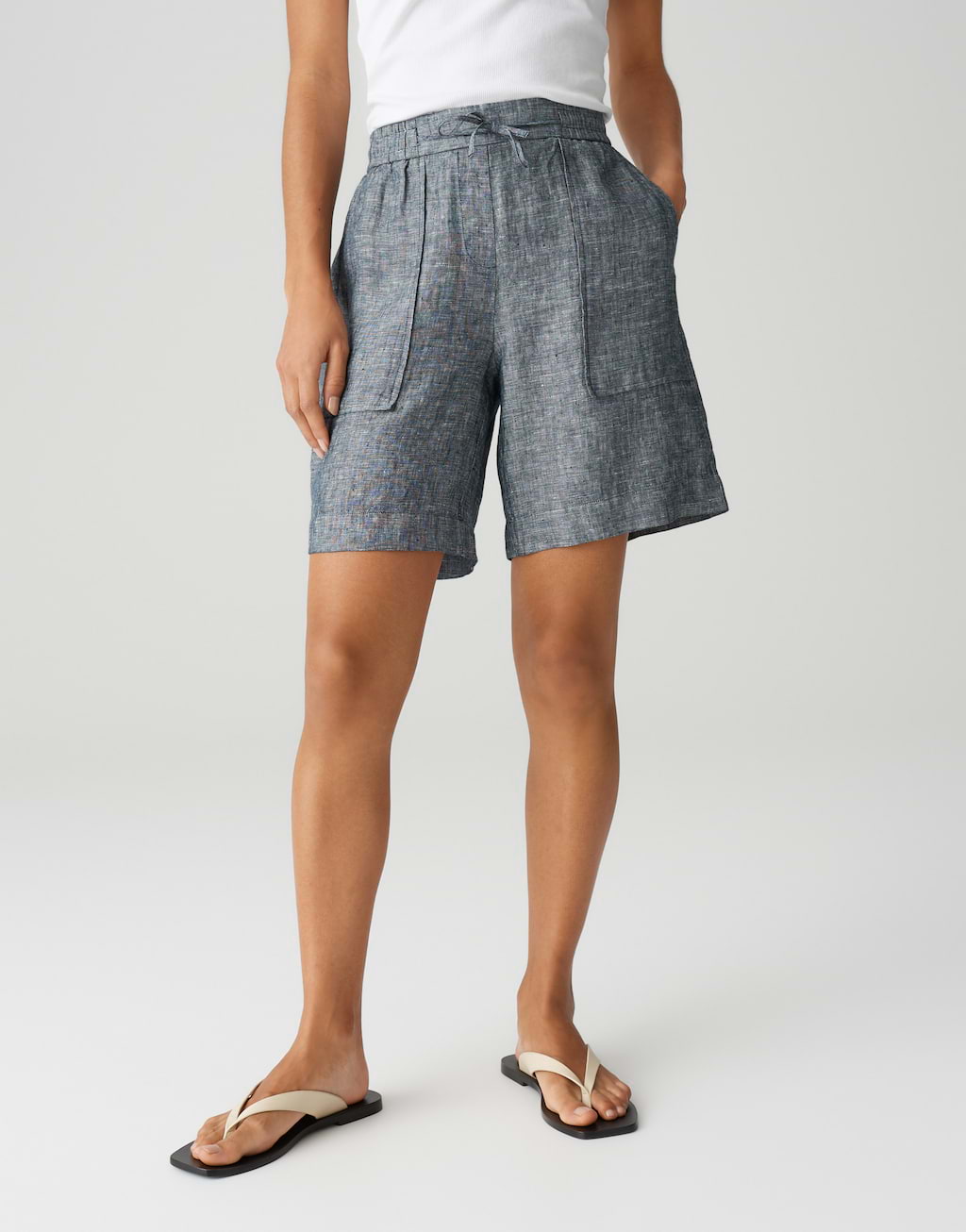 OPUS Pantaloncini Melane In Lino 100% – Tessuto Naturale Traspirante – Lavaggio Delicato 30°