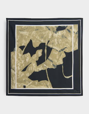 OPUS PANTS Damen Satin Tuch - AMINDY Printtuch Coal Blue Vintage Stil