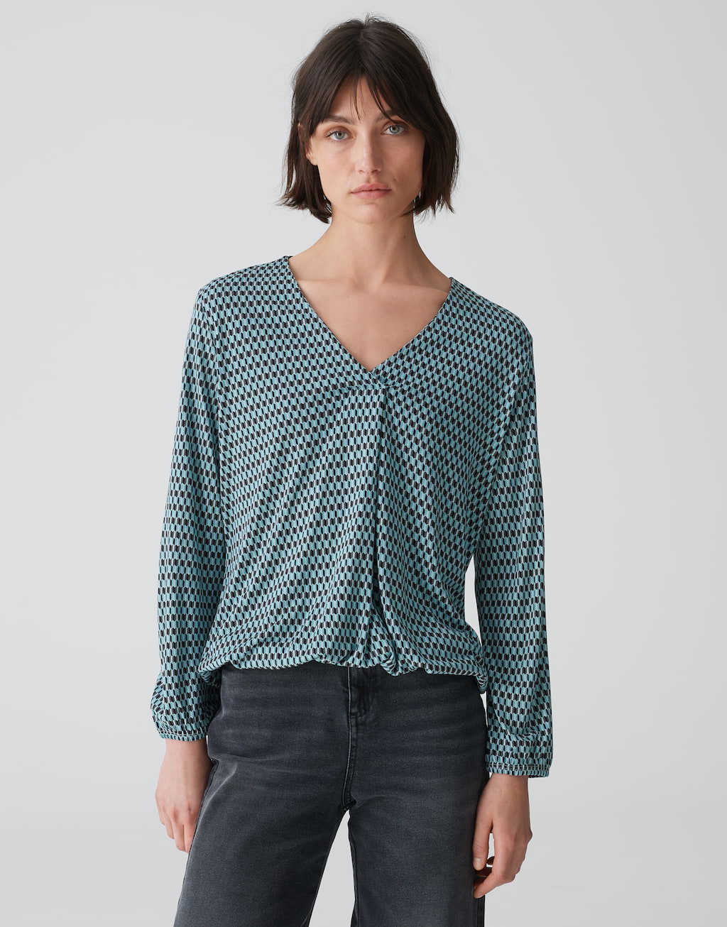 OPUS Damen Langarmshirt SANNAH - Lockeres Shirt Aus Nachhaltiger Viskose Mit Allover-Print