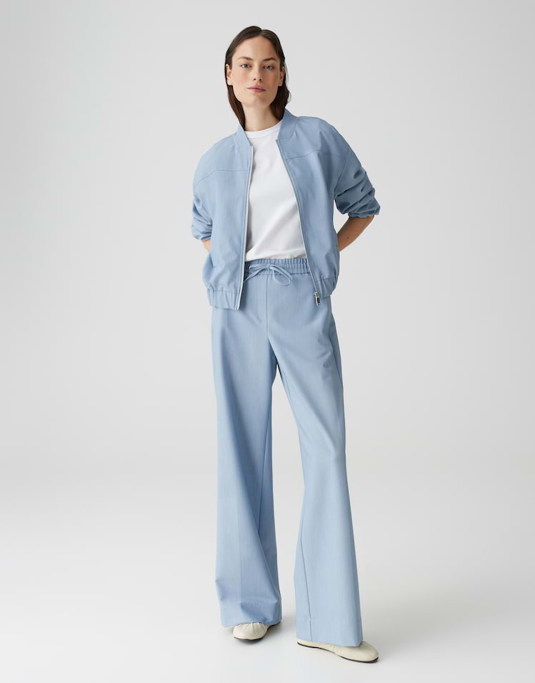 OPUS PANTS WIDE MELLY MODERN - Wide Leg - light stormy blue/blu denim
