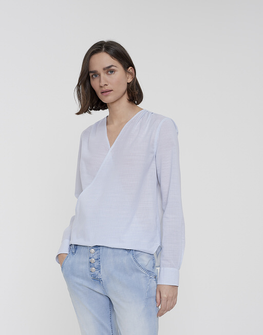 Wrap-around blouse Foberta blue by OPUS | shop your favourites online