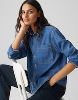 OPUS Damen Jeanshemd Langarm - Nachhaltiges Denim Hemd BCI Cotton