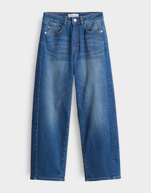 OPUS Damen Barrel Jeans - Dark Blue Rinse Wash Mit Mid Rise