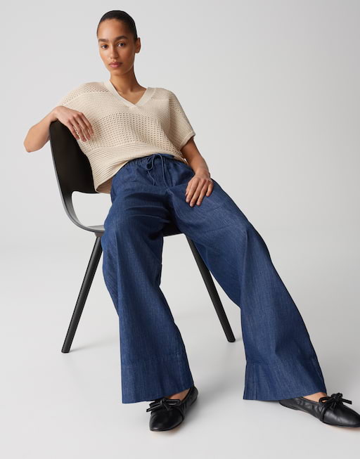 Elandra Wide Leg Pants - Dark Denim