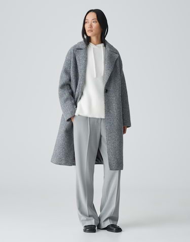 Oversize Mantel Wollmantel Lang Grau Damenmantel Wollmantel Damen