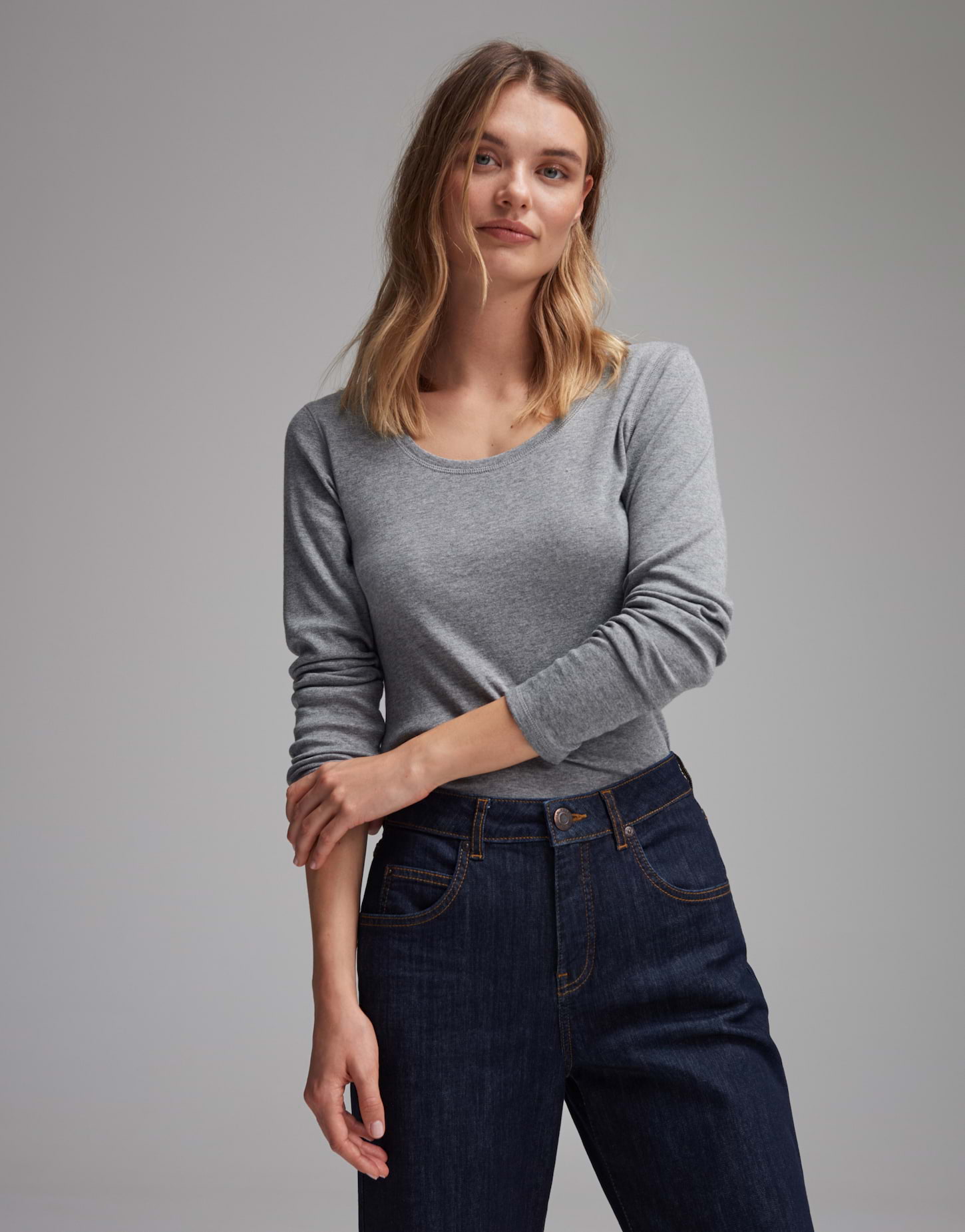 OPUS Damen Langarmshirt Sorana - Slim Fit BCI Cotton