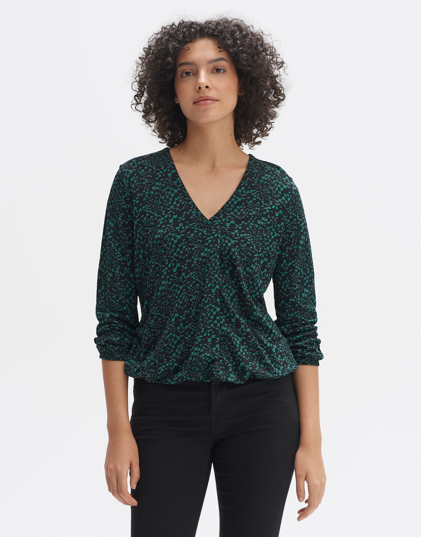 OPUS Damen Langarmshirt SANNAH - Lockeres Shirt Aus Nachhaltiger Viskose Mit Allover-Print
