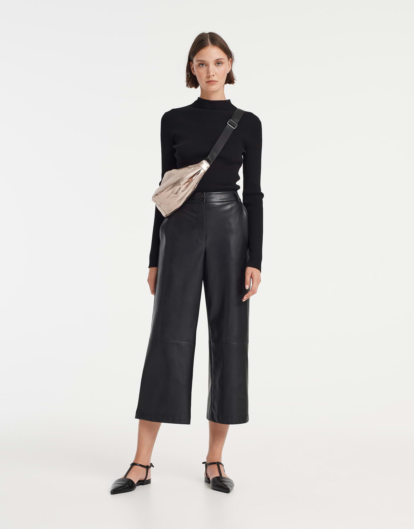 Kaki culotte met een elastische tailleband van More & More | 7463138
