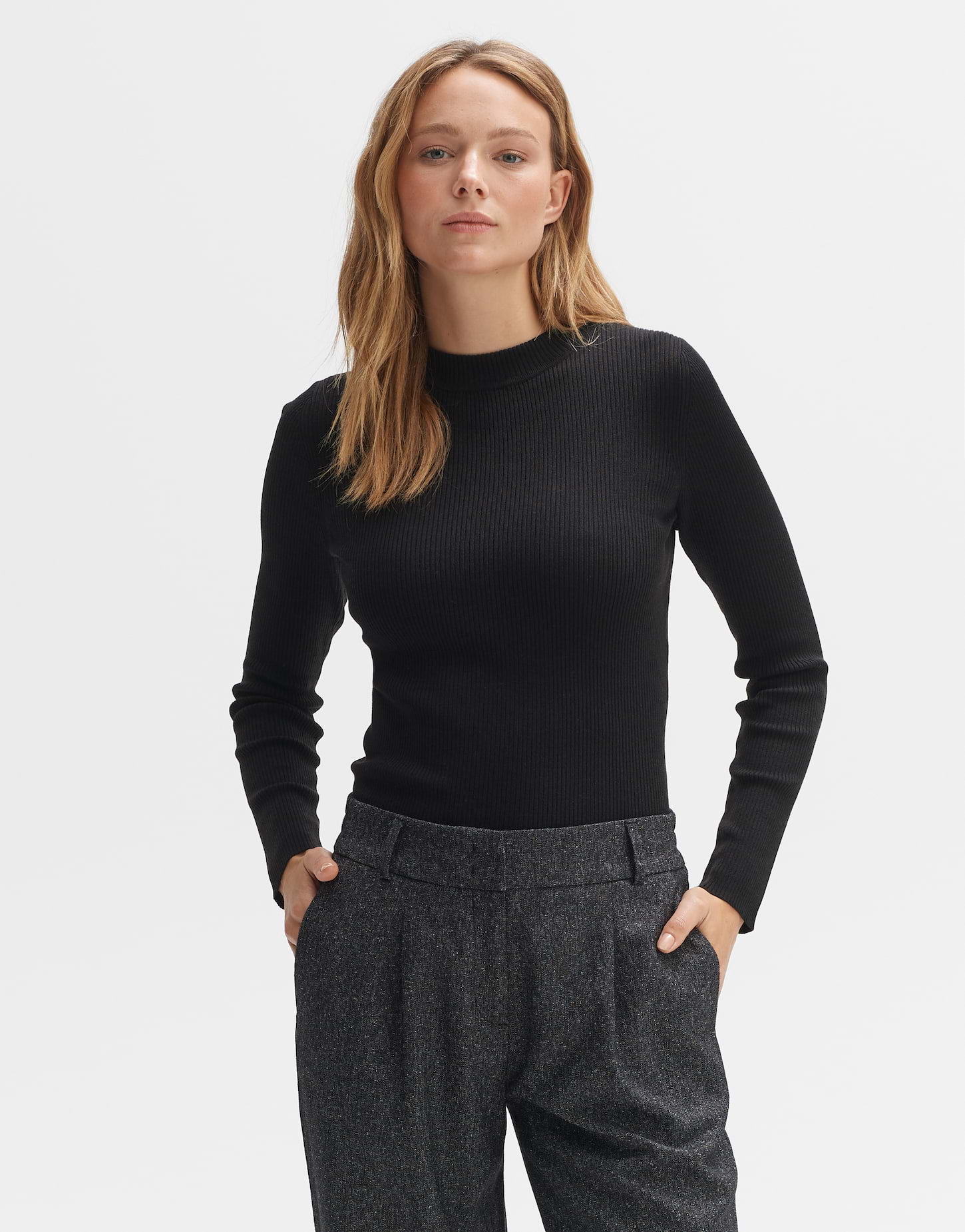 Alba Moda Damen Pullover, schwarz, In topmodischer, kastiger T-Cut-Form im Sale main image 1