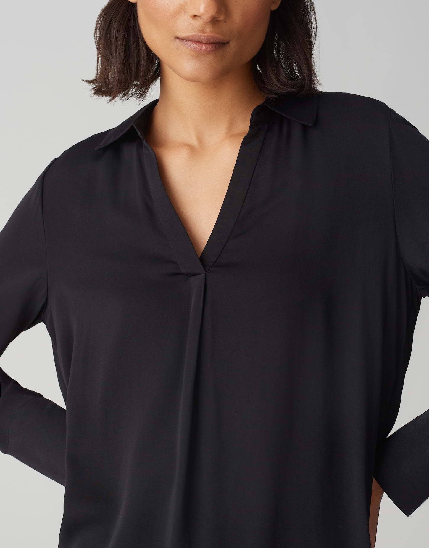 OPUS Damen Langarmbluse Crinklestruktur - Weite Passform, V-Ausschnitt, Casual Look