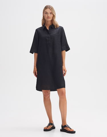 Black linen shift dress online