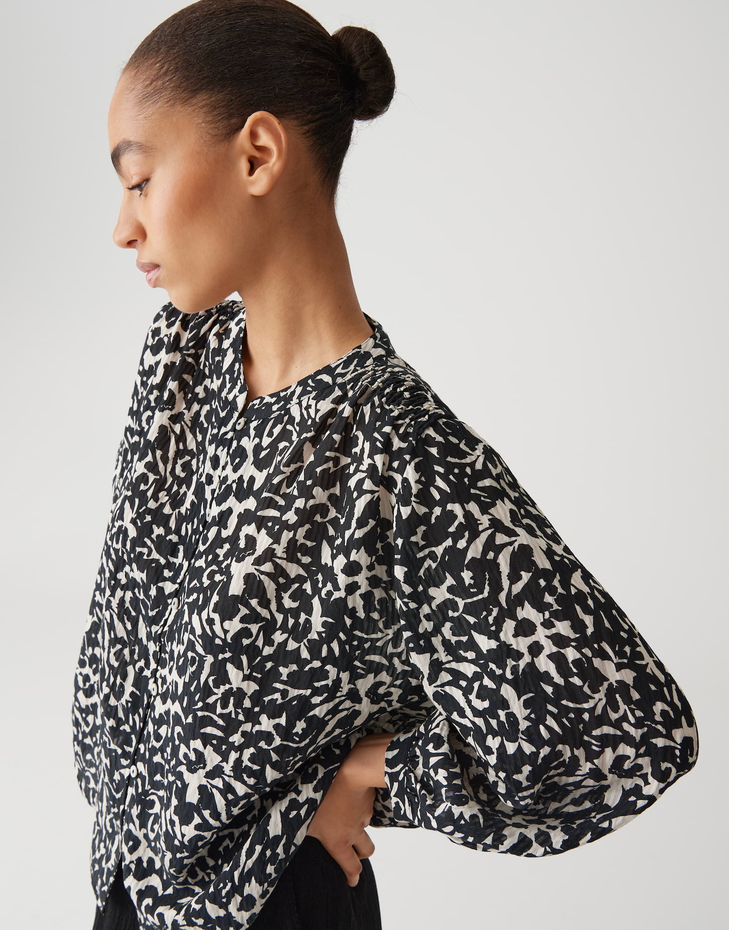 Shirt met 3/4-mouwen en ronde hals in marine/hemelsblauw bedrukt | Your Look... for less