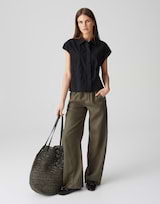 OPUS Damen Kurzarmbluse FALME - Mit Allover-Stickerei, Weite Passform, Aus Webware, Sommerlich & Elegant