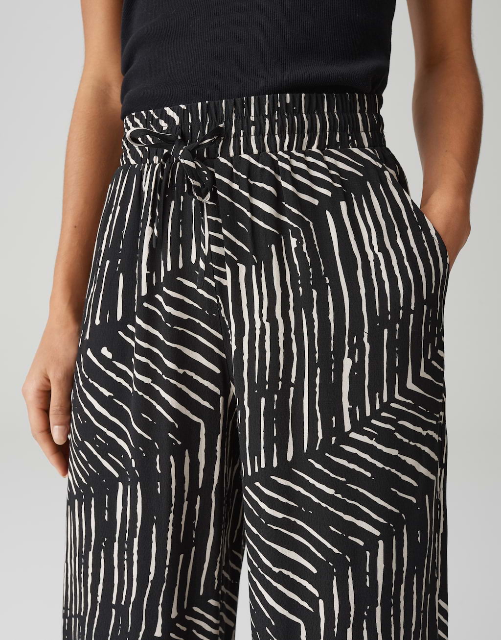 OPUS Damen Wide Leg Pants MAROU - City Pants Mit Pepita-Muster Für Lässigen Chic