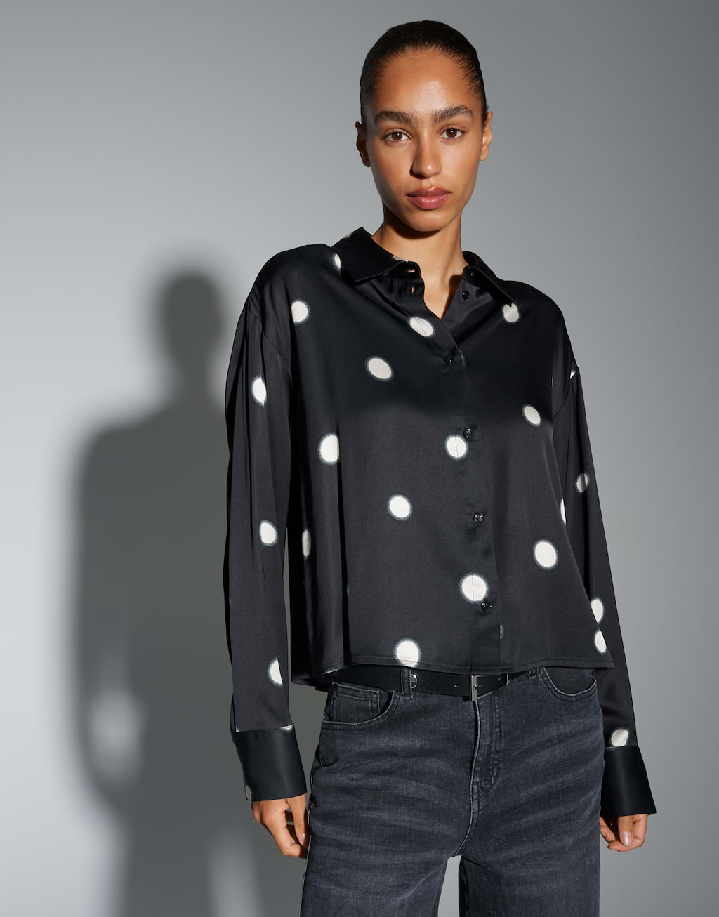 MINTLIMIT Denim damesshirt met lange mouwen en knoopsluiting